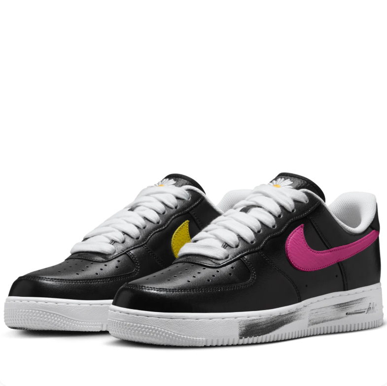 Nike Air Force 1 Low Sneakers – Black with Multicolor Swooshes & Daisy Details