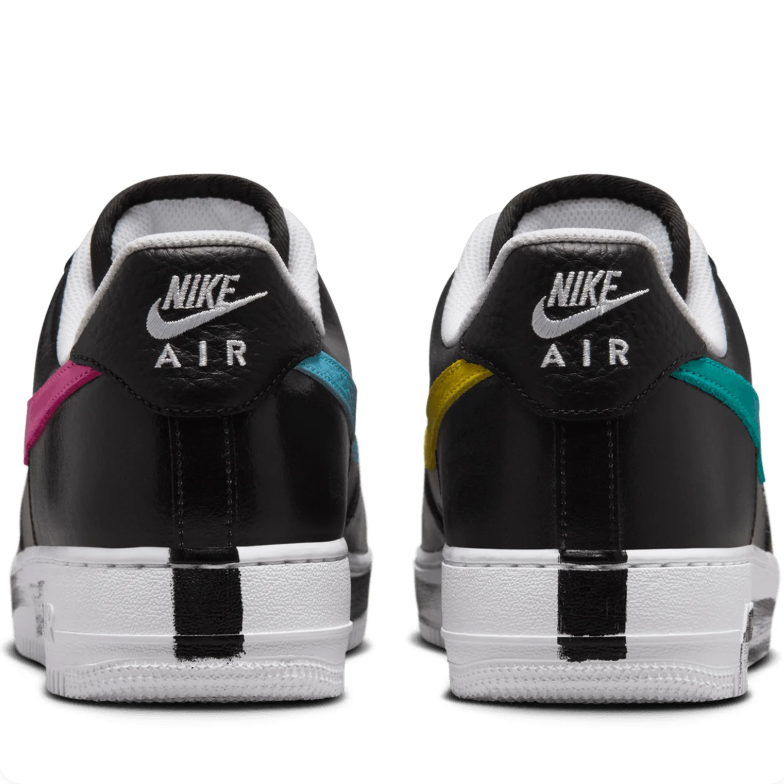 Nike Air Force 1 Low Sneakers – Black with Multicolor Swooshes & Daisy Details