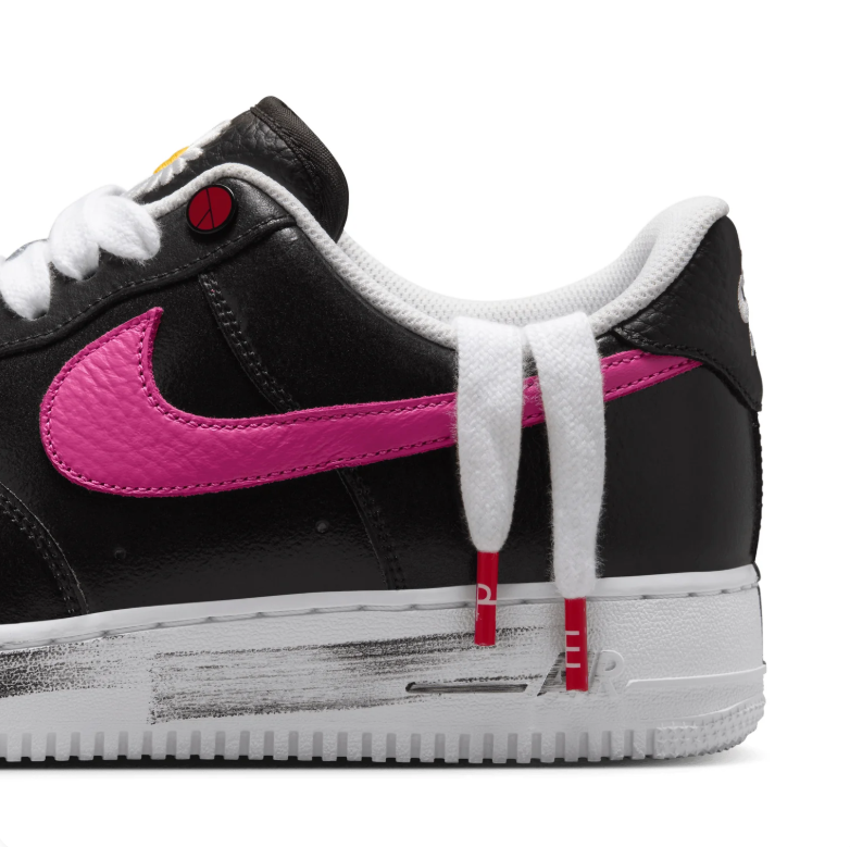 Nike Air Force 1 Low Sneakers – Black with Multicolor Swooshes & Daisy Details